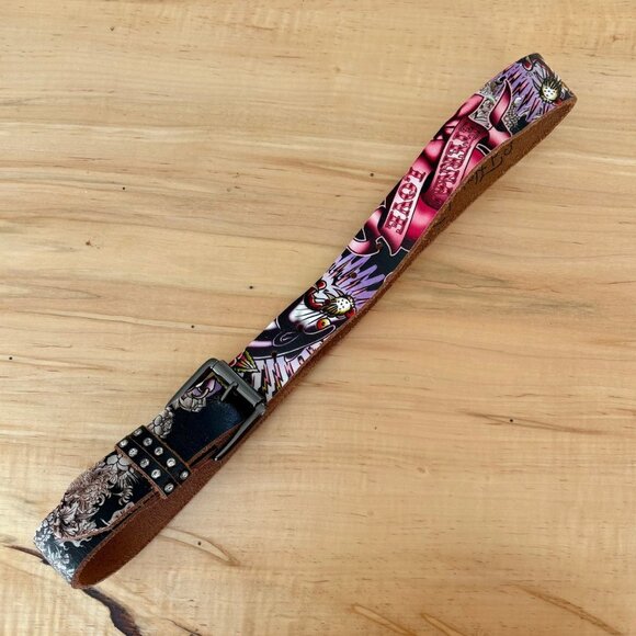 Vintage Leather Belt Ed Hardy by Christian Audigier Size L - Picture 1 of 16